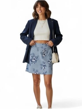 S.C & CO. Blue and White Striped Floral Skort SZ 10